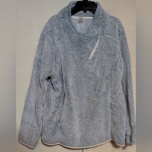 St. John’s Bay Active Fuzzy Faux Fur Zip Collar Sweater Size XL Pre-owned Exc